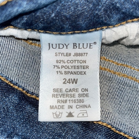 JUDY BLUE Distressed Busted Knee Skinny Fit Jeans Stretch Denim Pants 24W - Picture 9 of 9